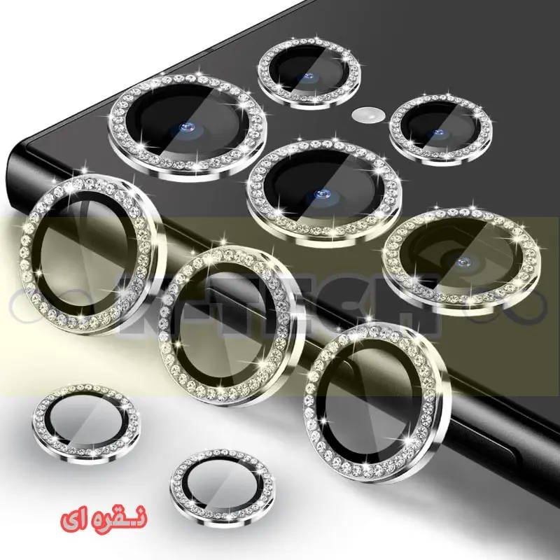 محافظ لنز دوربین انتک مدل رینگی نگین دار مناسب برای گوشی موبایل سامسونگ Galaxy S24 Ultra 5G